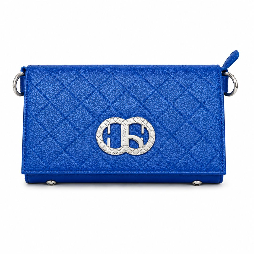 Quilted Faux Leather Crossbody Bag Royal Blue